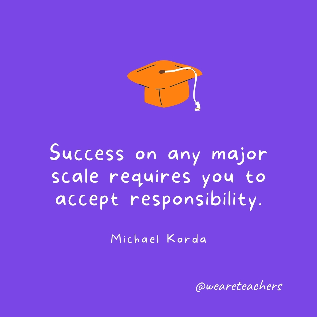 Success on any major scale requires you to accept responsibility. —Michael Korda Success on any major scale requires you to accept responsibility. —Michael Korda