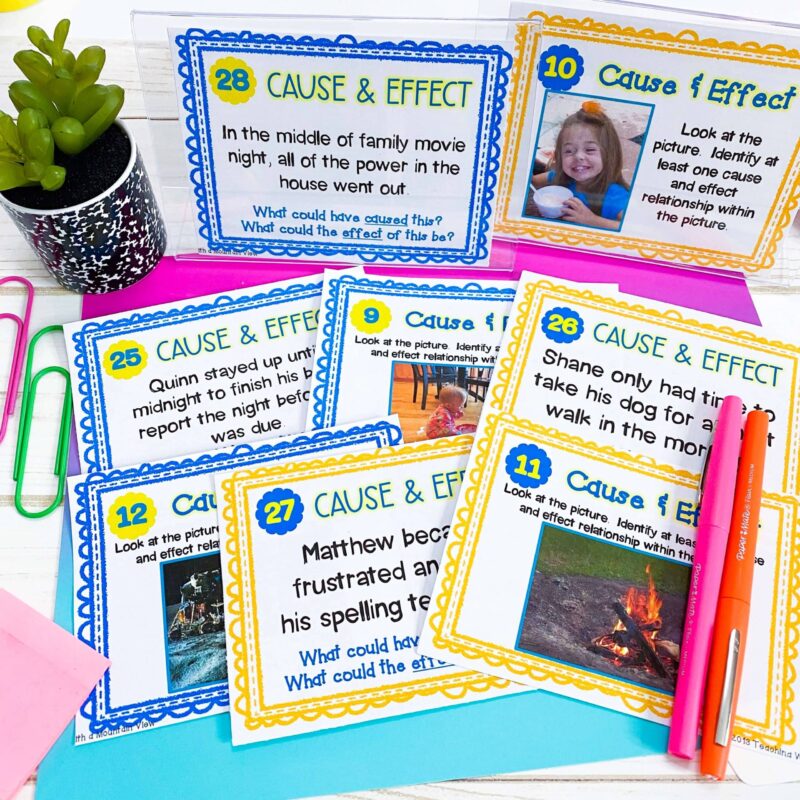 cards examples of cause and effect cards for cause and effect lesson plan