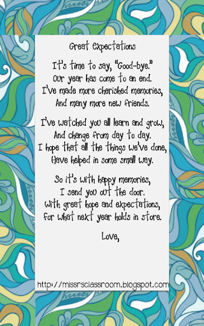 Goodbye poem from a teacher to a student at the end of the year