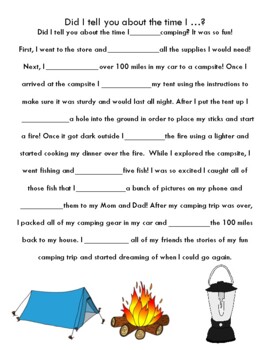 story with verbs missing 