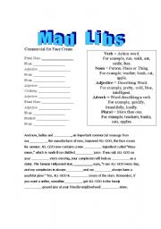 mad-lib mad lib that uses cause and effect