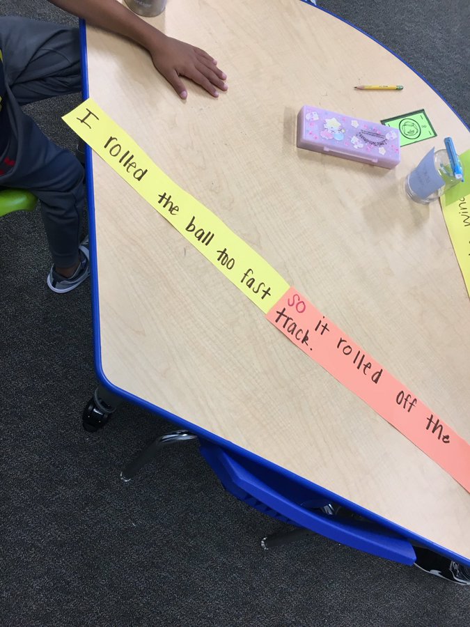 sentence-stirps sentence strips with different colors for cause and effect