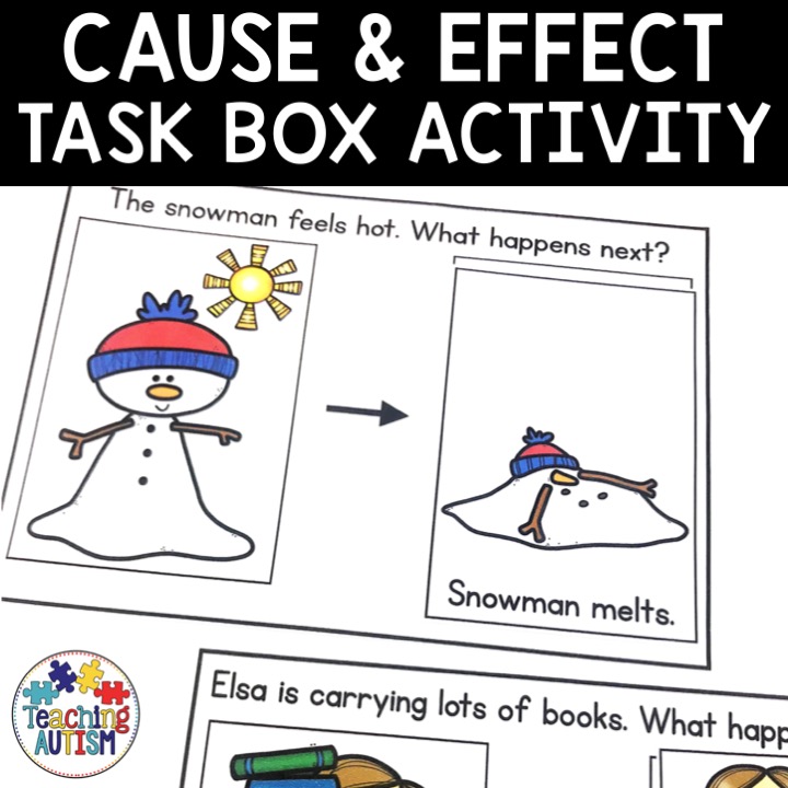 task-box snowman and sun arrow melted snowman for cause and effect lesson plan task box