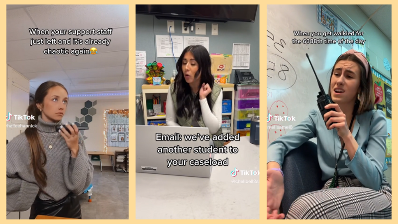 3 screenshots from Calling All Special Education Teachers TikTok Videos