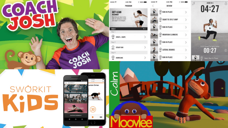 Collage of PE apps and online resources