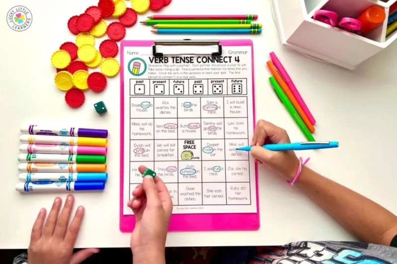 game that students can play to practice verb tenses 